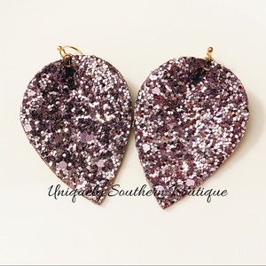 Faux leather glitter earrings